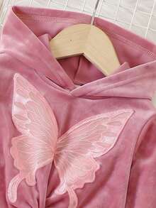 SHEIN Elladie kids 女童連帽外套套裝，休閒可愛復古 Y2K 風格，連帽衫，適合秋季返校、戶外、運動、日常穿著，舒適保暖套裝 - 粉色 - 查看 6