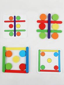 MINKOJA Wooden Color Stick & Circle Matching Puzzle Game, Kids Spatial Thinking Brain Training Toy With Challenge Flash Cards, Fine Motor Color Recognition Educational Toy For Toddlers 3 Years+ - Multicolor - View 6