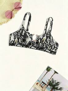 Swim Vcay Atasan Bikini Wanita dengan Tali Bahu Tipis dan Motif Payet Warna-warni, Cocok untuk Liburan Musim Panas dan Pantai - MultiWarna - View 5