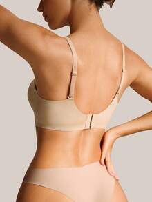 Barelissa Sutiã Sem Costura de Gel Macio com Suporte Sem Arame para Mulheres, Sutiã Push-Up com Suavização Lateral e Modelagem das Costas, 1 Peça - Caramelo - Visão 3