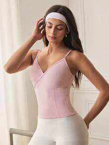 Eassivo Eassivo Minimalist Solid Color Slim Fit Sports Camisole - Pink - View 4