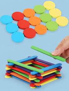 MINKOJA Wooden Color Stick & Circle Matching Puzzle Game, Kids Spatial Thinking Brain Training Toy With Challenge Flash Cards, Fine Motor Color Recognition Educational Toy For Toddlers 3 Years+ - Multicolor - View 9