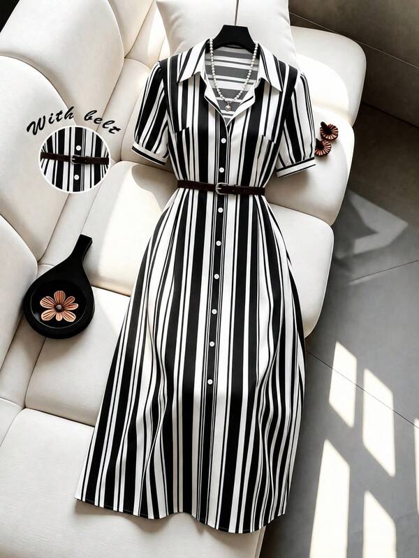 GlowEve CURVE Plus Size Women's Striped Colorblock Casual Daily Summer Dress