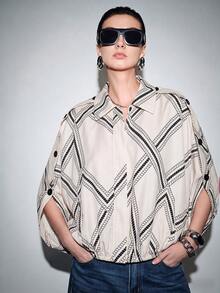 Lumivelle Fashionable Commuter Diamond Print Jacket - Apricot - View 7