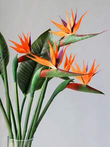1/2/5PCS 58cm/22.8in Artificial Bird Of Paradise Flowers, Soft Silicone Realistic Stems, Fade-Resistant Lifelike Petals, Ideal For Vase Centerpiece, Living Room, Office, Wedding, DIY Craft Arrangement, Home Decor - Multicolor - View 4