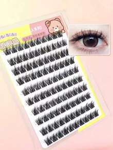 Bulu Mata Cat Eye Fluffy 100 Pcs Perekat Diri, Campuran 8-16mm D Curl Kit Ekstensi Bulu Mata DIY, Volume Alami dan Lembut - Hitam - View 2