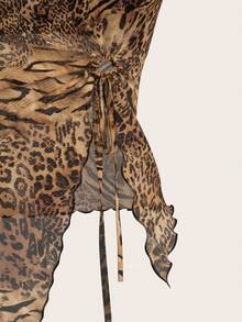 SHEIN ICON Cheetah Print Women Asymmetric Hem Leopard Print Mesh Cami Y2K Graphics Going Out Top - Multicolor - View 5