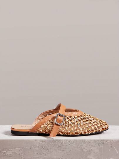 Styleloop Damesschoenen met platte zool, strostoffen, bohemian vakantiestijl, een must voor zomerreizen, ademend en veelzijdig