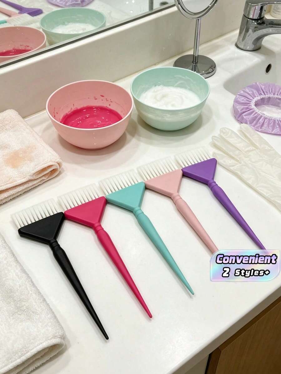 5/1pc Fashion Hair Salon Professional Hair Dye Tools, Color Straw Hair Dye Brush, Barber Shop Perming And Dyeing Oil Brush, High-End Hair Salon Dyeing Comb, Large Hair Dye Brush - Multicolor - View 1