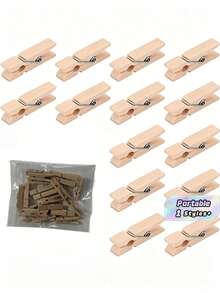20pcs Creative Wooden Clips, Photo Clips, Cork Board Pins, Multipurpose Pins Suitable For Cork Boards And Bulletin Boards, Office And Classroom Decor - Multicolor - View 1
