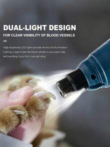 Teckwe Electric Pet Nail Polisher With LED Light For Convenient Trimming Of Cat And Dog Nails. Suitable For Small, Medium, And Large Dogs And Cats. Painless Noise Reducing Nail Polisher For Pet Care. 1200mAh Rechargeable Battery, USB Charging - View 3