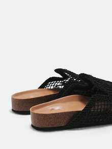 CUCCOO CURVES Women's Woven Breathable Hollow Mules Closed Toe Slippers New Summer Casual Mesh Flats - Black - View 9