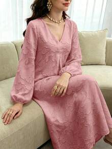 Yasmyna Spring/Summer V-Neck Light Pink Floral Print Dress - Pink - View 4
