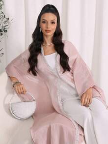 Al Najma Women's Vintage Modest Normal Loose Elegant Long Arabic Abaya Wedding Summer - Khaki - View 1