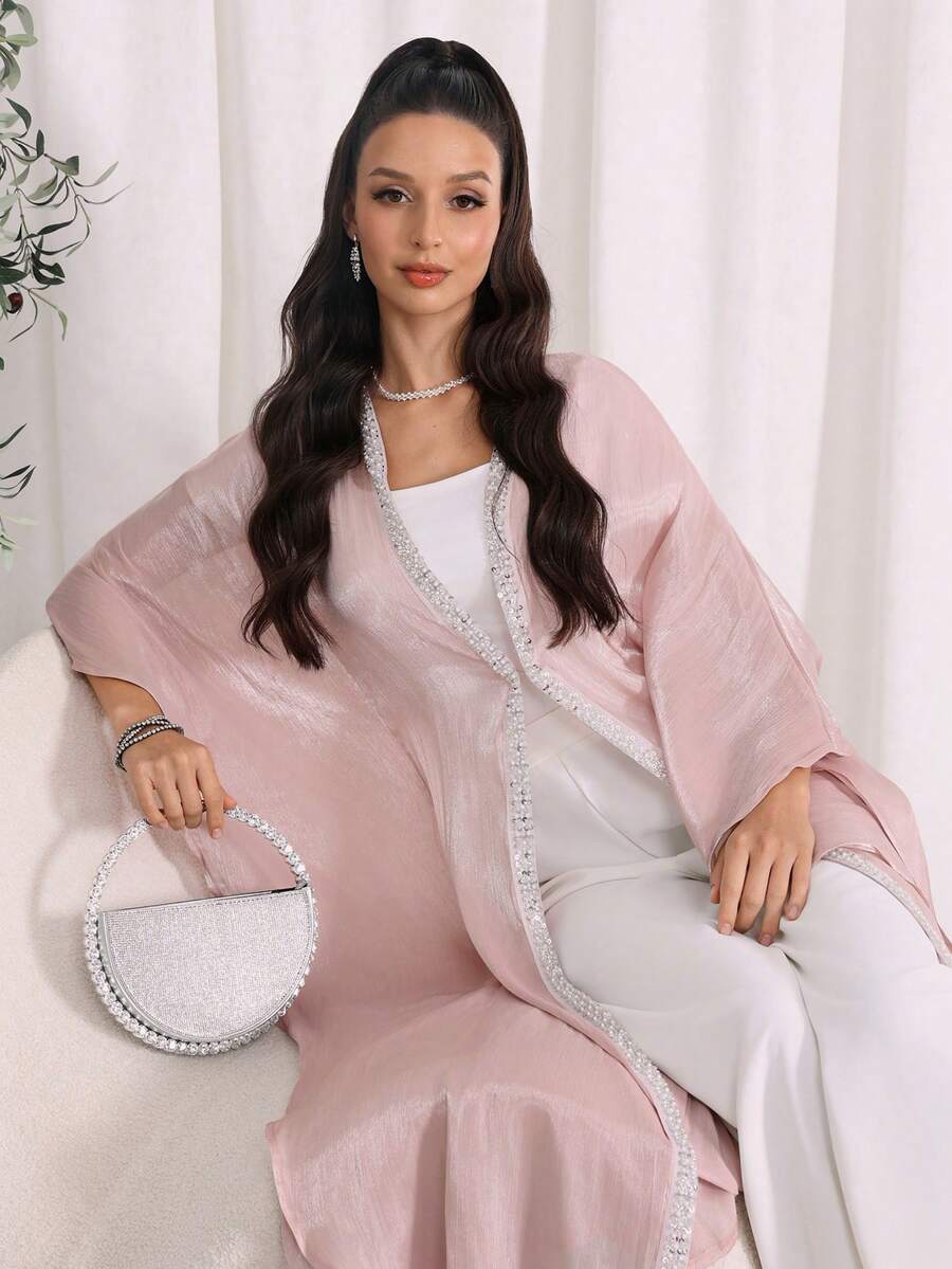 Al Najma Women's Vintage Modest Normal Loose Elegant Long Arabic Abaya Wedding Summer - Khaki - View 1
