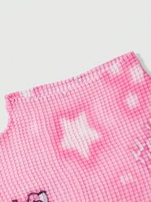 HELLO KITTY AND FRIENDS | ROMWE Y2K Cute Casual Co-Branded All-Over Print Women's Fitted Ruched Waist T-Shirt - Pink - View 3