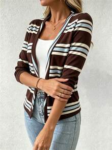 EMERY ROSE Women's Summer Casual Striped Print Jacket - Multicolor - View 3