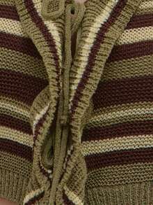 MUSERA Green Striped Knit Cardigan Mini Short Set Sold As Set Summer Autumn Everyday Date Night Holiday Vacation Dazed - Multicolor - View 6