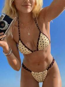Swim Mod Women's Spring/Summer Random Print Halter Bikini Set - Multicolor - View 1