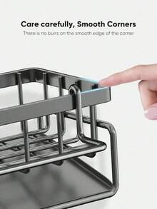 1pc Rust Proof Kitchen Sink Storage Rack With Towel Bar And Drip Tray, Anti Slip, Can Store Sponge, Suitable For Kitchen Sink, Rust Proof Carbon Steel Material Kitchen Sink Storage Accessories - Multicolor - View 3