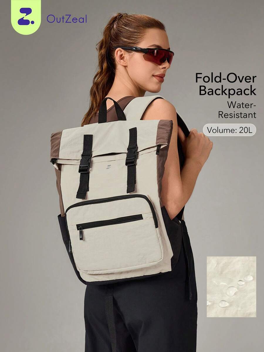 OutZeal 20L Large Capacity Outdoor Foldable Backpack Water-Resistant Lightweight Nylon Multi-Compartment Multi-Pocket For Hiking Camping School Travel - Beige - View 1