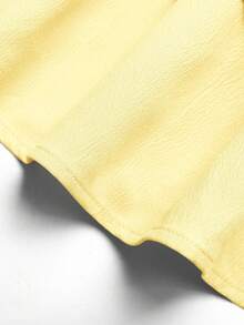 SHEIN Tween Girl Summer Casual Vacation Minimalist Comfortable Layered Ruffle Hem Strapless Puff Dress, Tween Girl Outfit, Girls Dress Suitable For Multiple Occasions, Wearable All Seasons - Yellow - View 5