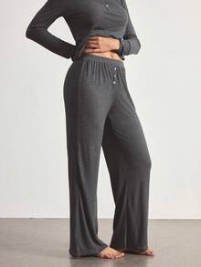 Ocili Wool Comfortable Minimalist Basic Long Pants Draping Women's Loungewear Bottoms Lounge Dark Grey Autumn - Dark Grey - View 5