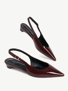CUCCOO CHICEST Women Shoes Multi-Color Patent Leather Pointed Toe Low Heel Back Strap Sandals Light Commuter Style Four Seasons Suitable For Workplace Dating Daily - Brown - View 6