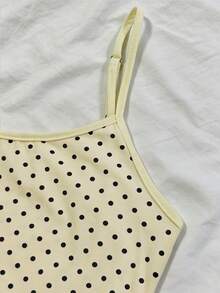 IslaSuriya 女款波點休閒百搭日常穿著細肩帶背心上衣 - 杏色 - 查看 3