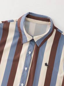 SHEIN Franclia Women's Casual Colorblock Striped Long Sleeve Shirt - Multicolor - View 6