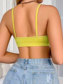SHEIN 1 pieza Sostén inalámbrico de unicolor minimalista - Amarillo - Ver 2