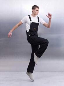 Zalmeno Overall Denim Hitam Kasual Serbaguna untuk Pria (Model Bib & Brace) - Hitam - View 5