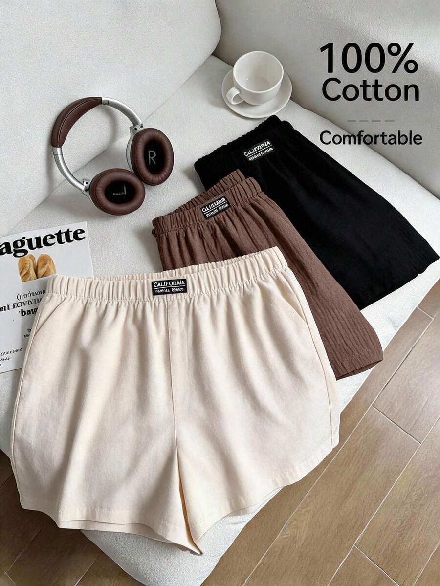 Comfortcana 3pcs/Set Plus Size Loose Casual Shorts, Multi-Color - Multicolor - View 1