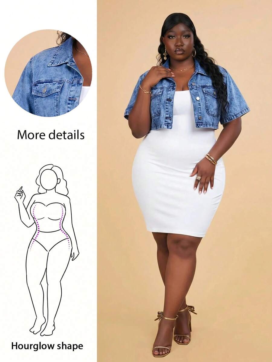 CurvyTilda 大码夏季休闲短款牛仔上衣