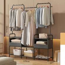 1pc Assembled Wardrobe Cabinet, Reinforced Iron Frame Clothes Rack For Home Bedroom, Clothing & Miscellaneous Storage, Modern Design, Durable - Multicolor - View 23