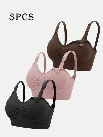 SHEIN 女款 2026 熱銷時尚舒適極簡純色高 CP 值高品質無縫孕婦哺乳內衣 3 件組
