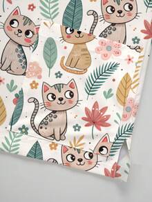 PopScrub Women's Cartoon Cat Pattern Short Sleeve Scrub Top - Multicolor - View 6