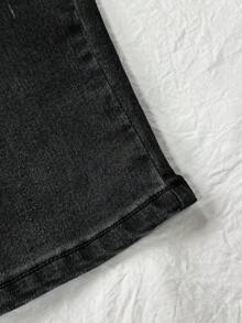 Kids Tween Boy Casual Daily Denim Shorts With Pockets And Buttons - Black - View 3
