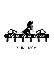 1pc Sturdy Iron Dog Shaped Wall Mounted Key Holder Multi Hook Rack Rustproof Black Cute Pet Pattern Organizer For Keys Coats Hats Towels Entryway Hallway Home Decor Gift Housewarming - Black - View 2