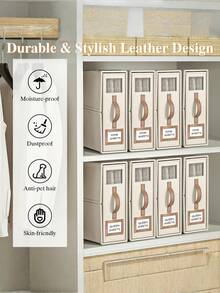 4PCS XL Foldable Fabric Linen Storage Boxes With Handles Large Capacity Neutral Bedding Organizer Space Saving Dustproof Closet Home Organization Gift For Family Christmas Housewarming Must Haves - Multicolor - View 3