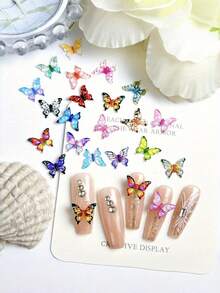 50 PCS Mini Resin 3D Multicolor Butterfly Shiny Glossy Lightweight Adhesive Charms Embellishments For Nail Art Jewelry Wedding Party Scrapbooking Card Making DIY Crafts Projects Home Decor Supplies - Multicolor - View 10