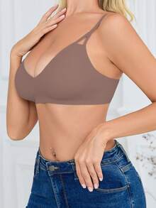 SHEIN Women's Seamless Bra, 1pc - Mocha Brown - View 3