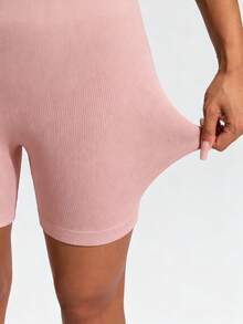SHEIN Maternity Solid Color Camisole Style Athletic Romper - Pink - View 7