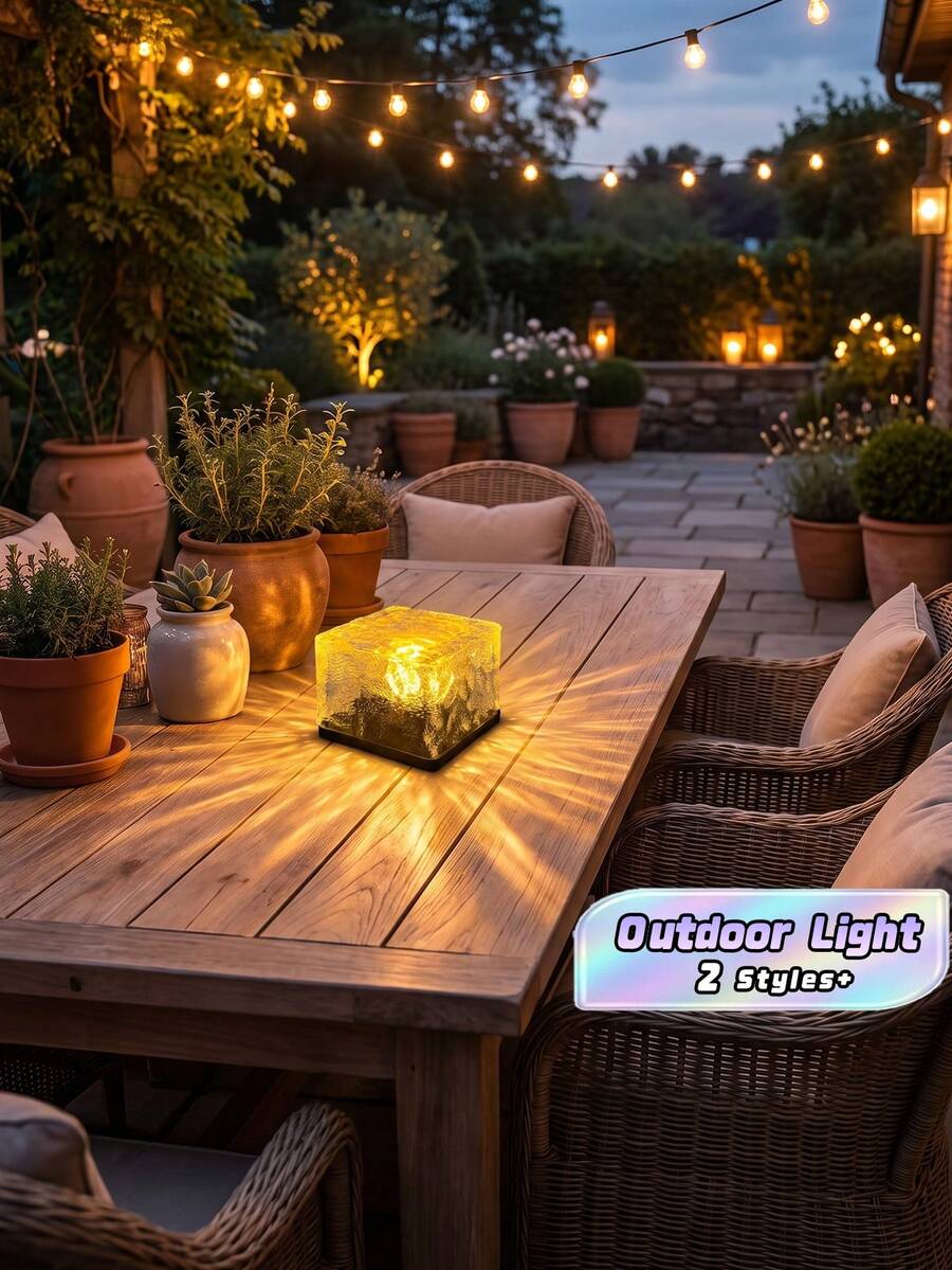 4/6 piezas Luces de ladrillo de hielo solar cuadradas, luces solares automáticas, luces nocturnas, decoración de paisaje, luces de camping, decoración de escaleras, luces de cubo de hielo, sensor automático, luz cálida, flores de cristal de hielo falso, adecuado para patio, césped, camino, escaleras, balcón, jardín, sendero del parque y talla grande escenarios