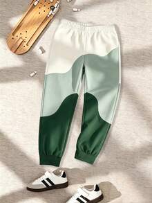 Young Boy Comfortable Fun Sports Long Pants, Color Block Design, Suitable For Autumn/Winter/Spring, Easy And Comfortable, Autumn/Winter Must-Wear, Back To School, Party, Suitable For Outdoor Picnic, Street Photography, Campus, Holiday, Gift Use - Multicolor - View 2
