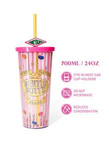 HARRY POTTER X SHEIN 24盎司/700毫升雷射酷感平底杯，附心形閃亮裝飾 - 淺粉色 - 查看 3
