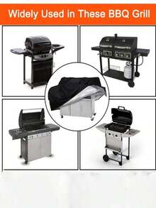 Penutup BBQ Luar Ruangan Tahan Debu, Penutup Panggangan Tugas Berat, Penutup Barbekyu Luar Ruangan Tahan Hujan, Bentuk Bulat - Hitam - View 5