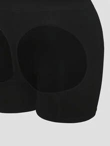 SHAPORA 2 Paket Set Pakaian Dalam Pembentuk Tubuh Tanpa Jahitan Ukuran Plus, Korset Atasan Pengontrol Perut & Pinggang Tanpa Selangkangan Warna Hitam untuk Musim Panas dengan Potongan Pendek di Tengah Paha & Lengan - Hitam - View 9