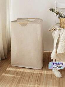 1pc Foldable Handheld Fabric Laundry Basket, Home Use Dirty Clothes Storage Bin, Bedroom & Bathroom Laundry Hamper, Portable Laundry Tools, Multi-Function Clothes Sorter Laundry Hamper, Washing Basket Bathroom Organizer, Basket - Apricot - View 1
