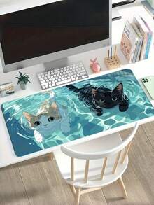 1 Alfombrilla de Ratón Gaming de Tamaño Grande con Escena de Piscina Divertida con Dos Gatitos, Base de Goma Antideslizante y Lavable, Tapete de Escritorio Extragrande para Uso de Oficina, Accesorio de Decoración de Computadora - Multicolor - Ver 5